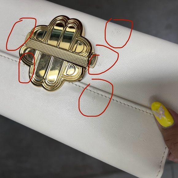 Maje White&Gold Clover Logo Baguette Wallet Clutch - Picture 6 of 9